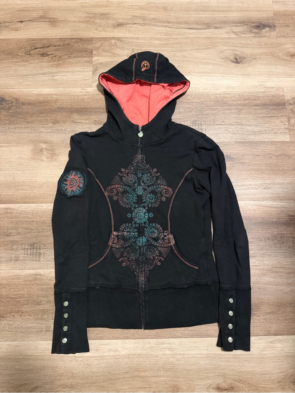 Green Apple Women’s Eco Bamboo Full Zip Hoodie Black Size small Yoga Athletic